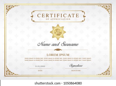 certificate and diploma of appreciation template design luxury and modern vector illustration