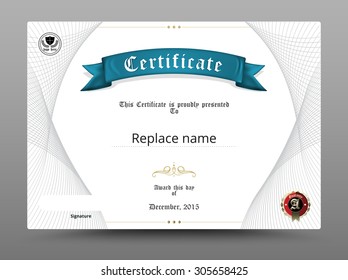 Certificate diploma border, Certificate template. Design on white background. Scale A4, A5. vector illustration.