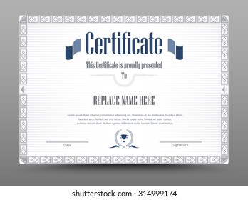 Certificate, Diploma of completion, Certificate of Achievement design template. Vector illustration