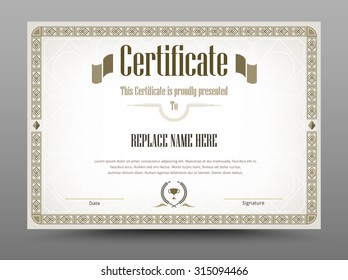 Certificate, Diploma of completion, Certificate of Achievement design template. Vector illustration