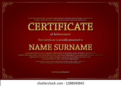Certificate Diploma of completion. Dark template. Useful deed, certificate of appreciation, achievement, completion, excellence, attendance design, award Vector illustration
