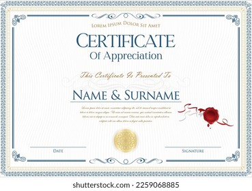 Zeugnis Diploma der Fertigstellung Design-Vorlage weißer Hintergrund Vektorgrafik
