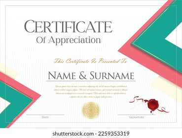 Diploma de certificado plantilla de diseño de finalización ilustración de vector de fondo blanco