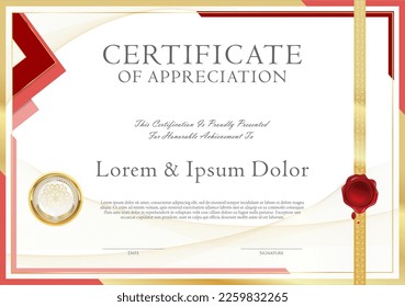 Certificado o Diploma de la plantilla de diseño de finalización ilustración del vector de fondo blanco