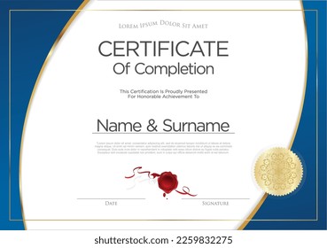 Certificate or Diploma of completion design template white background vector illustration