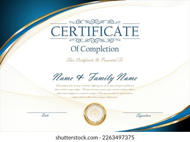 Certificate Diploma of completion design template white background vector illustration