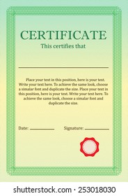 Certificate or Diploma of completion design template with border. Vector illustration of Certificate of Achievement, coupon, award, winner certificate.