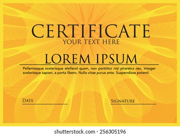 Certificate, Diploma of completion (design template, background)  . Colorful border, frame. Certificate of Achievement, Certificate of education, awards, winner. Guilloche background
