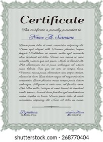 Certificate, Diploma of completion; design template with guilloche pattern, border, frame.