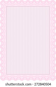 Certificado, Diploma de terminación; plantilla de diseño con patrón guilloche, borde, marco. 