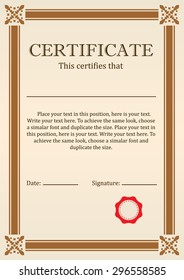 Certificate or Diploma of completion design template with borders. Vector illustration of Certificate of Achievement, coupon, award, winner certificate.