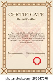 Certificate or Diploma of completion design template with borders. Vector illustration of Certificate of Achievement, coupon, award, winner certificate.