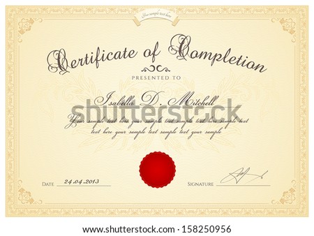 certificate diploma completion design template background stock diploma design template