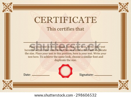 Certificate or Diploma of completion design template with borders. Vector illustration of Certificate of Achievement, coupon, award, winner certificate.