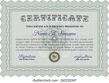 Certificado, Diploma de terminación con patrón y fondo guilloche, borde, marco. Certificado de Logro, Certificado de Educación, Premios, Ganador.