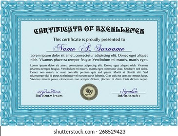 Certificado, Diploma de terminación con patrón y fondo guilloche, borde, marco. Certificado de Logro, Certificado de Educación, Premios, Ganador.