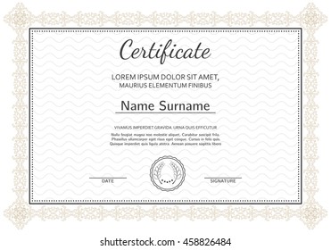 Certificate Diploma Completion Silver Design Template Stock Vector ...