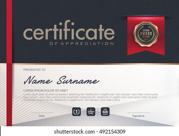 Certificate, Diploma of completion template with Luxury elegant pattern,Vector illustration