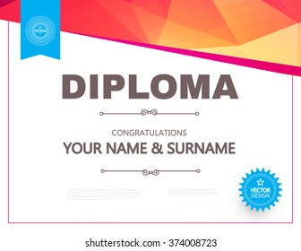 Certificate, Diploma of Completion Template. Vector illustration