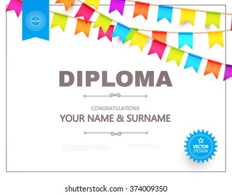 Certificate, Diploma of Completion Template. Vector illustration