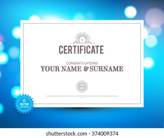 Certificate, Diploma of Completion Template. Vector illustration