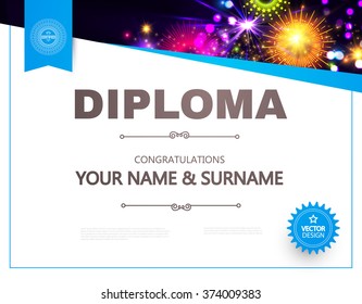 Certificate, Diploma of Completion Template. Vector illustration