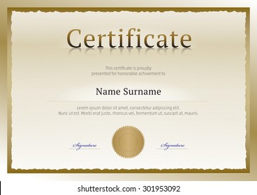 Luxury Certificate Template Elegant Golden Border Stock Vector (Royalty ...