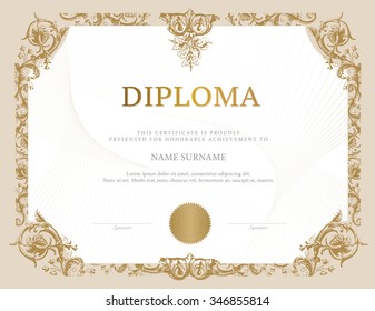 Certificate, Diploma of completion, vector design template