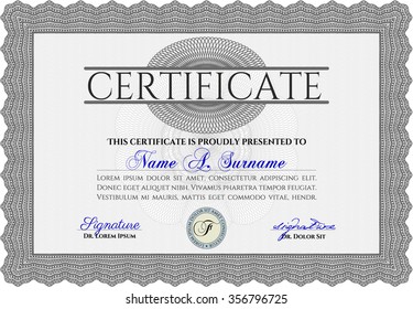 Certificate. Diploma of completion.Superior design. With linear background. 