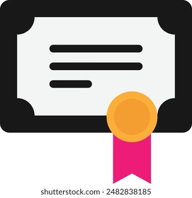 Certificado Diploma Icono de título Vector Ilustración plana