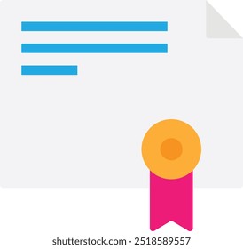 Ilustração plana do vetor do ícone do diploma do certificado