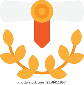 Certificate Diploma Degree Icon Vector Flat Illustration