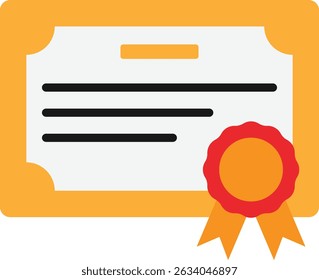 Ilustração plana do vetor do ícone do diploma do certificado