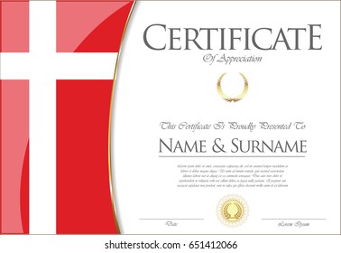 Certificate or diploma Denmark Flag design
