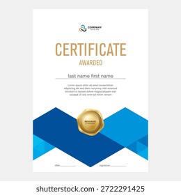 Diseño del certificado y del diploma, fondo geométrico creativo del triángulo, estilo plano
