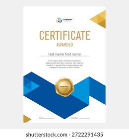 Diseño del certificado y del diploma, fondo geométrico creativo del triángulo, estilo plano