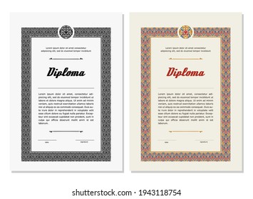Certificado, Diploma, plantilla de diseño. Un vector.