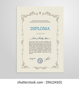 Certificate, Diploma, design template. A vector.