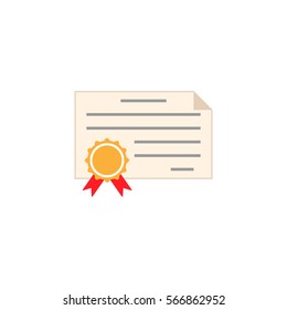 Certificate and diploma flat icon, education and school element, graduate vector graphics, a colorful solid pattern on a white background, eps 10.