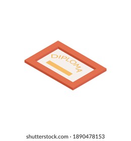 Diploma de certificado en la ilustración isométrica del vector de iconos 3d
