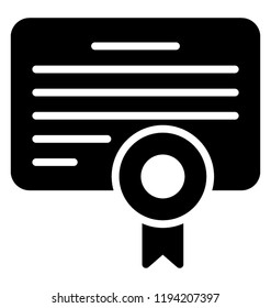 Certificate or diploma glyph icon vector 