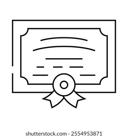 certificate or diploma of graduation line icon vector. certificate or diploma of graduation sign. isolated contour symbol black illustration