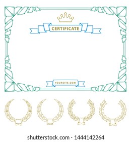 Certificate or Diploma hand drawn frame, ornaments and design elements. Sketch drawing certificate template. Part of set.