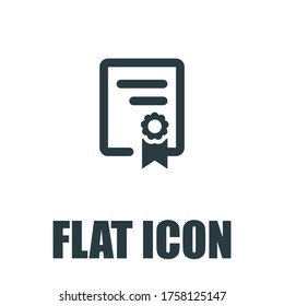 Certificate Diploma Icon Flat Vector illustration