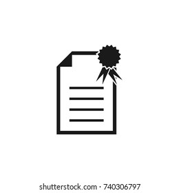 certificate, diploma icon on white background