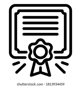Certificate diploma icon. Outline certificate diploma vector icon for web design isolated on white background