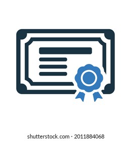 Icono de certificado, diploma. Diseño vectorial simple editable aislado en un fondo blanco.