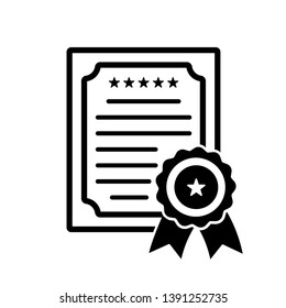 Certificate and diploma icon vector. Concepts of achievement, awards, grants, diplomas. Modern sign, linear pictogram, object, structure symbol, simple icon
