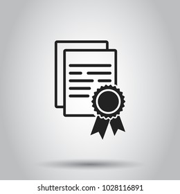 Certificate diploma icon. Vector illustration on isolated background. Business concept certificate pictogram.