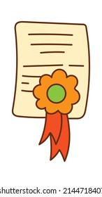 Certificate or diploma icon. Vector illustration